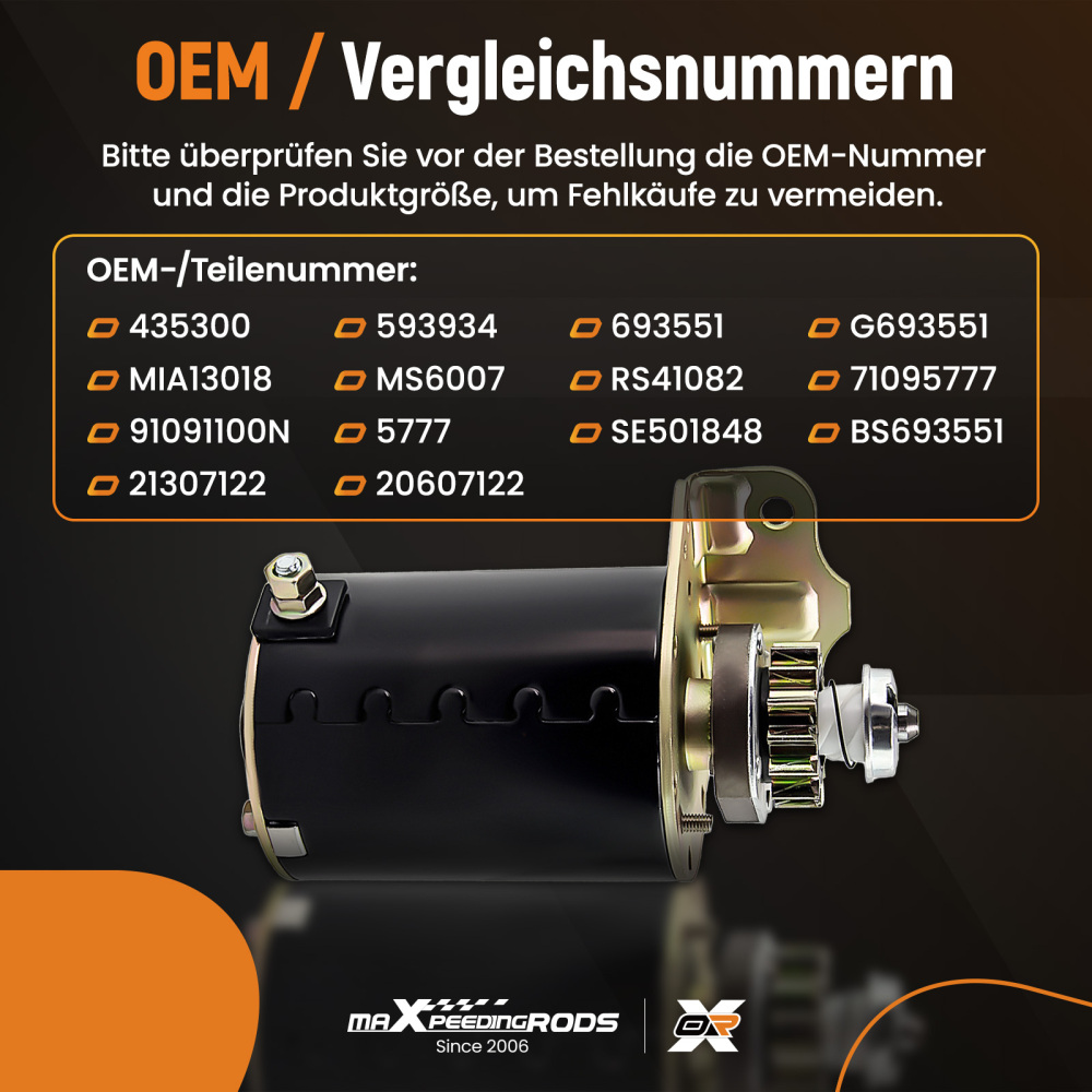 Starter compatible for Briggs and Stratton 14.5 16 16.5 17 17.5 18 18.5 14 Teeth 593934 5777