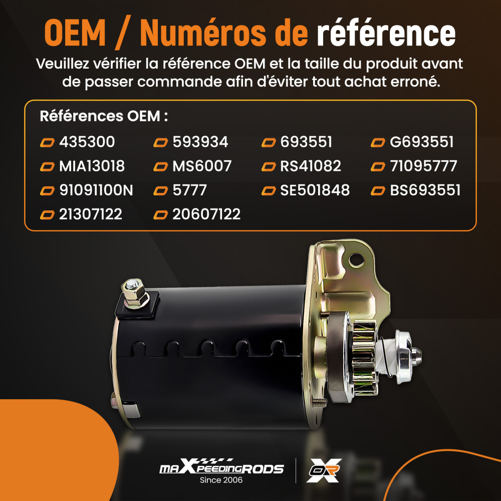 Starter compatible for Briggs and Stratton 14.5 16 16.5 17 17.5 18 18.5 14 Teeth 593934 5777