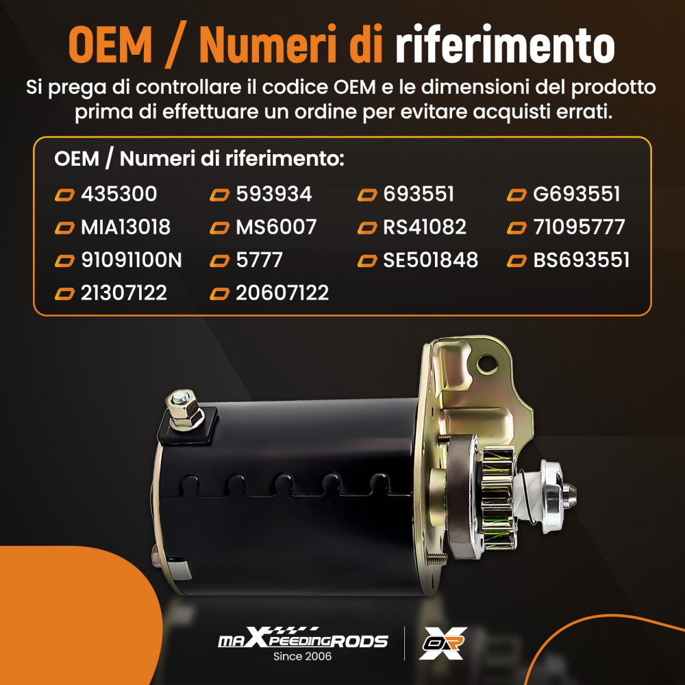 Starter compatible for Briggs and Stratton 14.5 16 16.5 17 17.5 18 18.5 14 Teeth 593934 5777