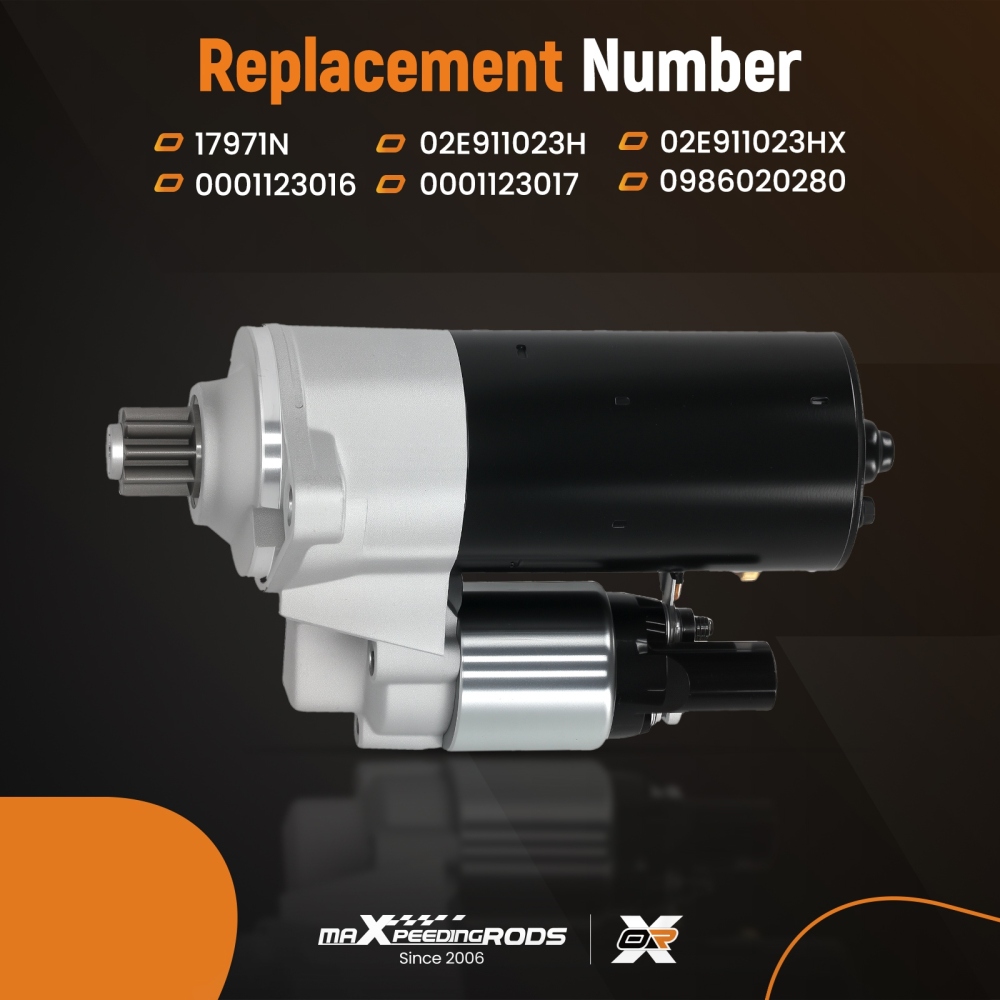 Démarreur 1.7kW 10 Dents compatible pour Volkswagen Beetle 2004 0001123016 12V