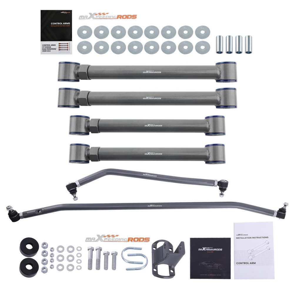 Adjustable Front Upper Lower Control Arm Drag LinkTie Rod compatible for Dodge Ram 94-99