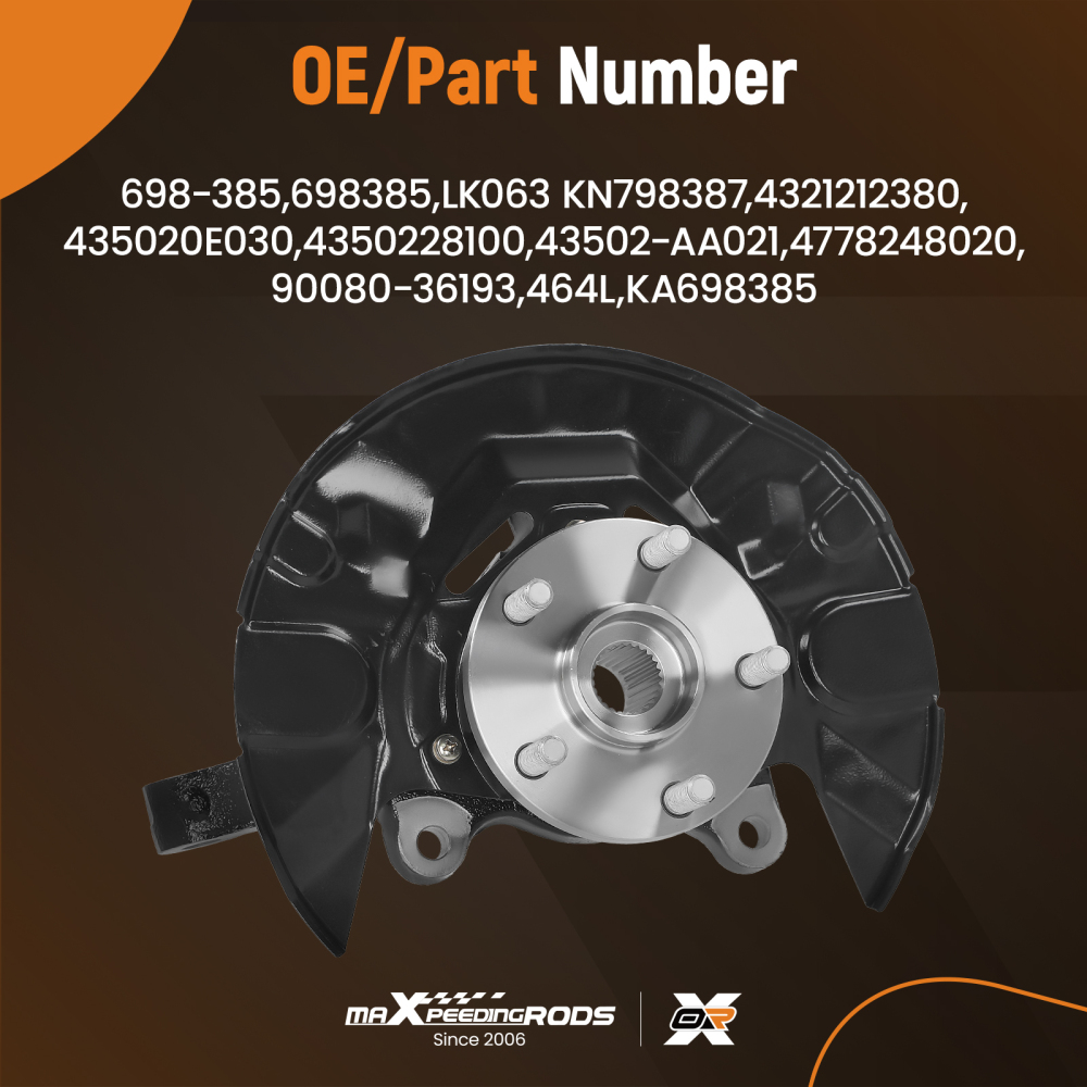 Front Left Steering KnuckleWheel Hub Bearing Assembly compatible for Toyota 698385