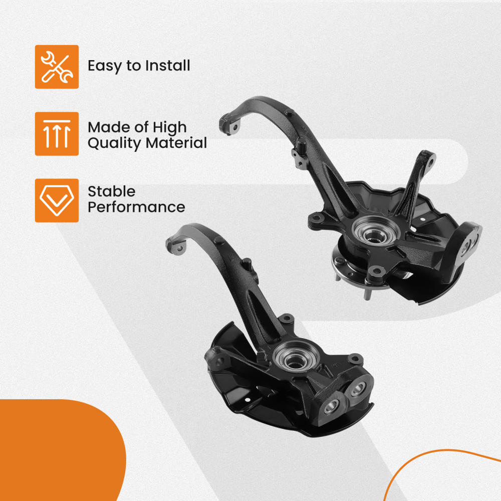 Front Wheel BearingHub Assembly w/Knuckle Black Pair compatible for Ford Mercury Lincoln