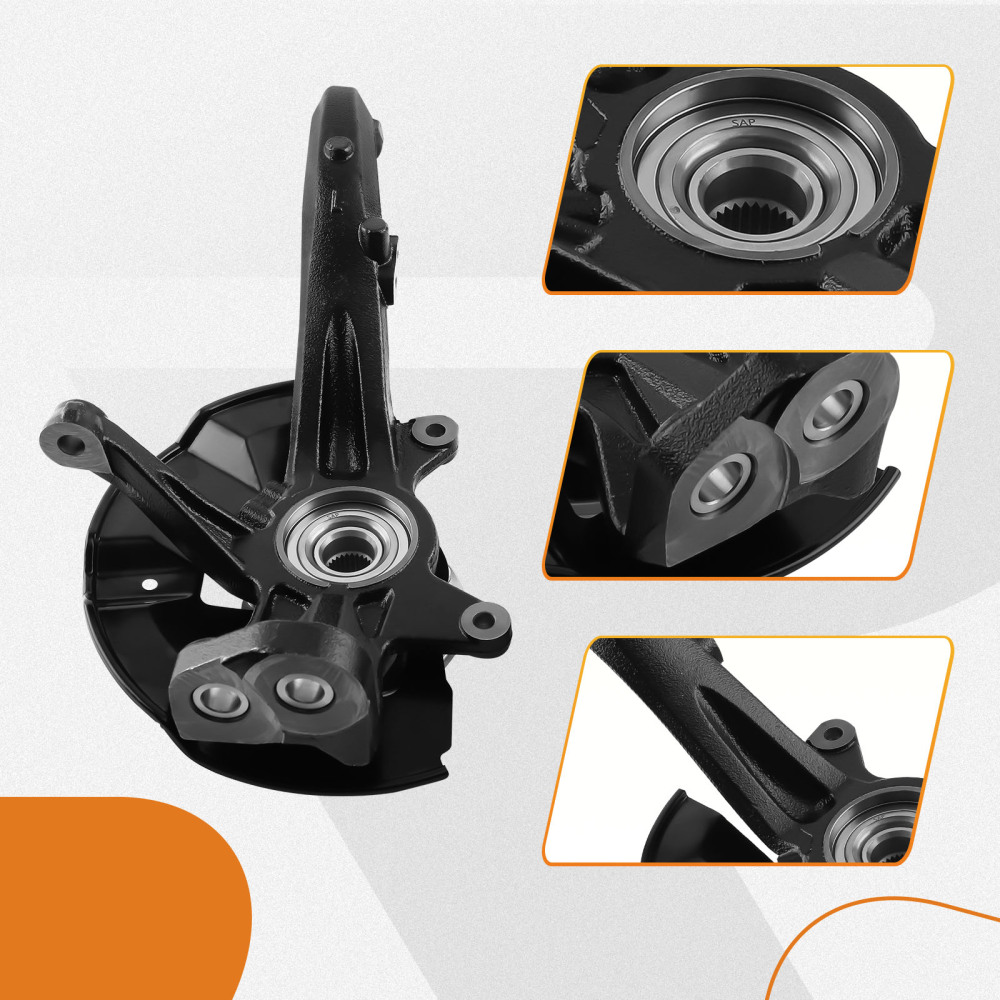 Front Wheel BearingHub Assembly w/Knuckle Black Pair compatible for Ford Mercury Lincoln