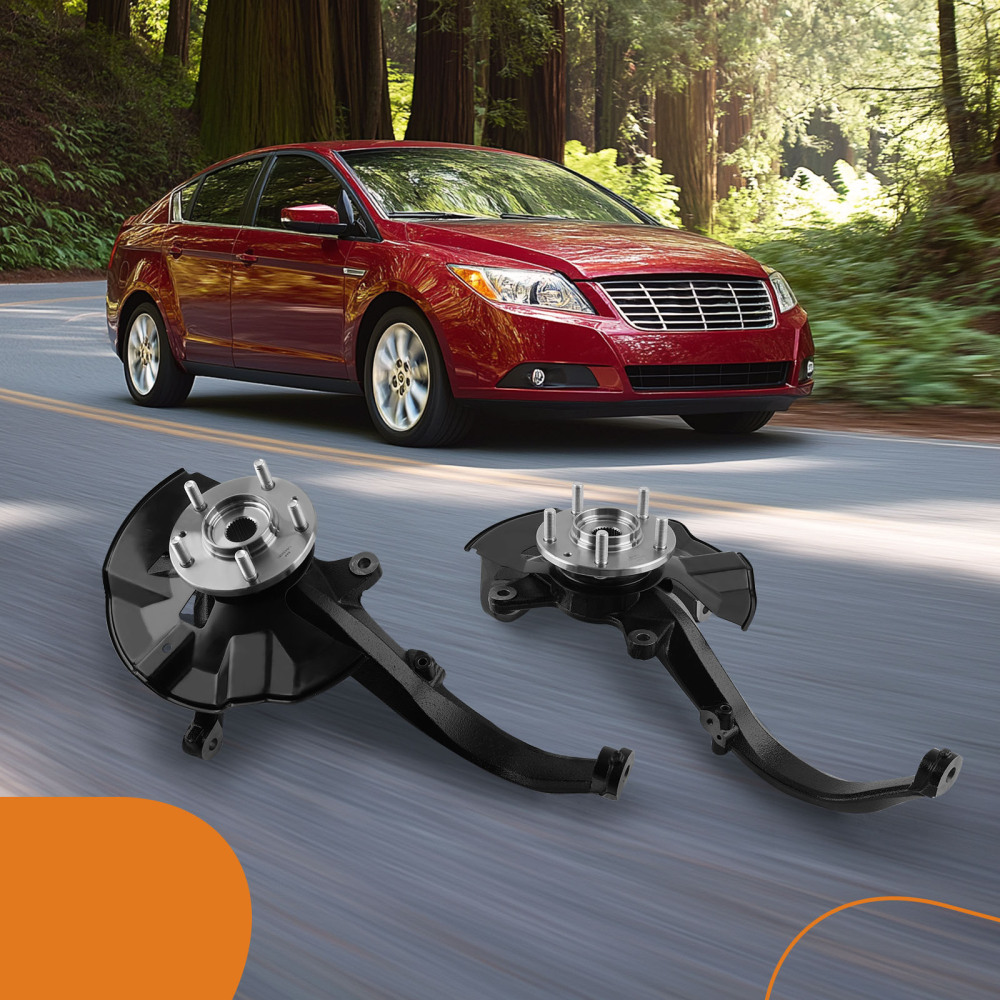 Front Wheel BearingHub Assembly w/Knuckle Black Pair compatible for Ford Mercury Lincoln