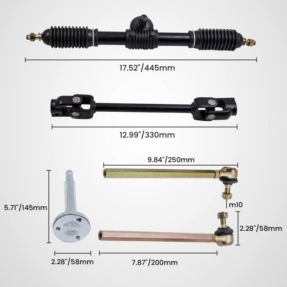 Universal 110cc Go Kart Steering Wheel Parts Assembly Set Adjustable Shaft