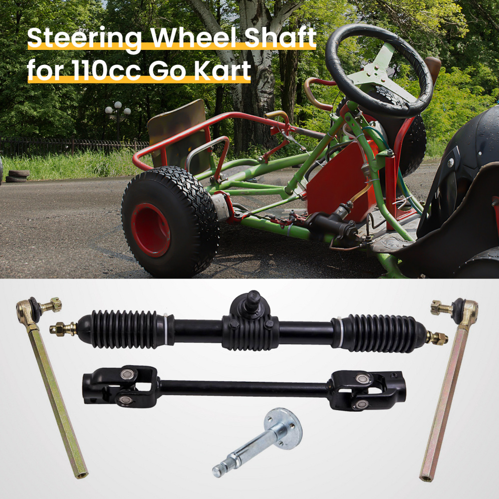 Universal 110cc Go Kart Steering Wheel Parts Assembly Set Adjustable Shaft