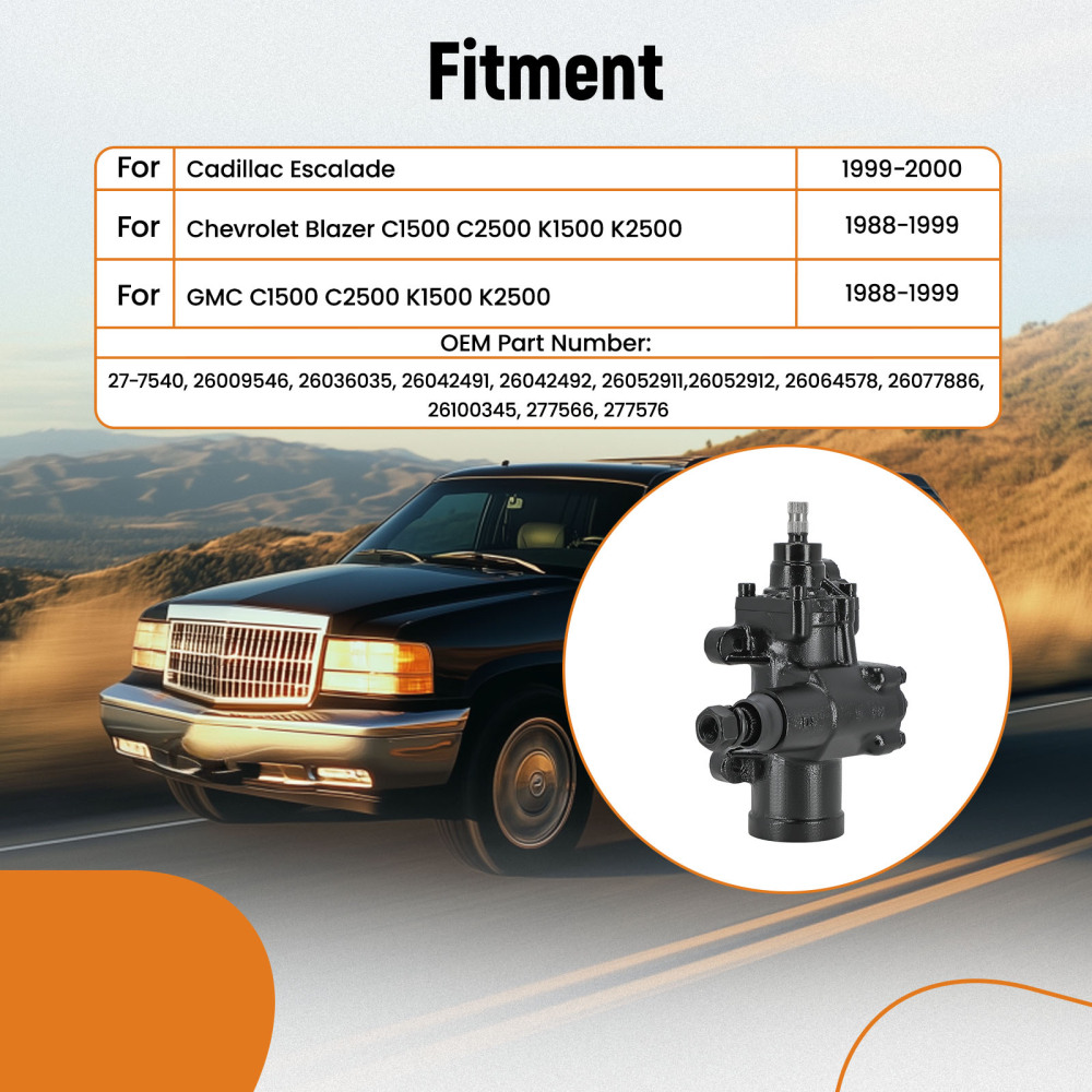 Power Steering Gear Box compatible for Chevy 1988-1999 compatible for GMC C1500 C2500 K1500 K2500 compatible for Suburban