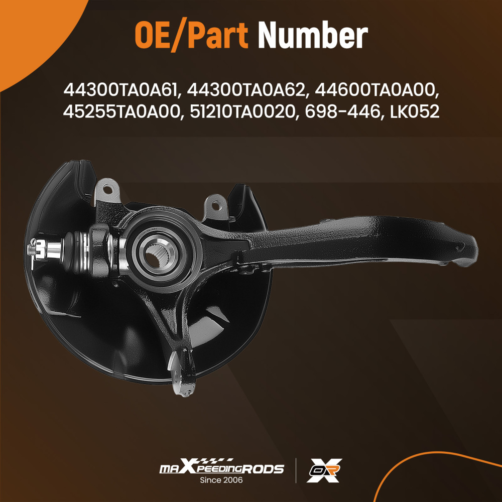 Front Steering Knuckle+Wheel Hub Bearing compatible for Honda Accord 2008-12 TSX 09-14