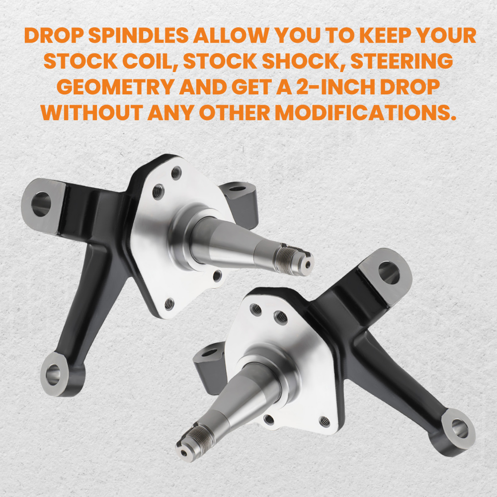 Front 2 Drop Spindles Pair compatible for Ford Mustang II Pinto 1974-1978