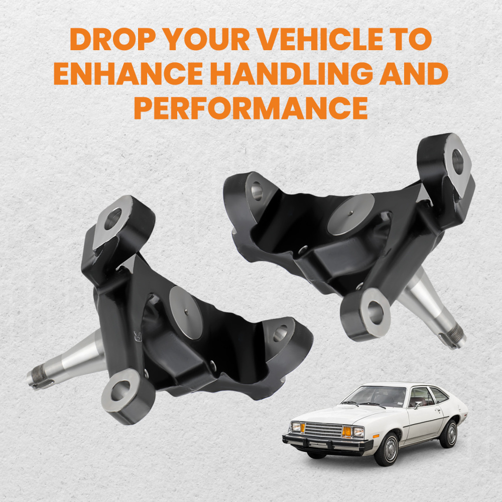 Front 2 Drop Spindles Pair compatible for Ford Mustang II Pinto 1974-1978