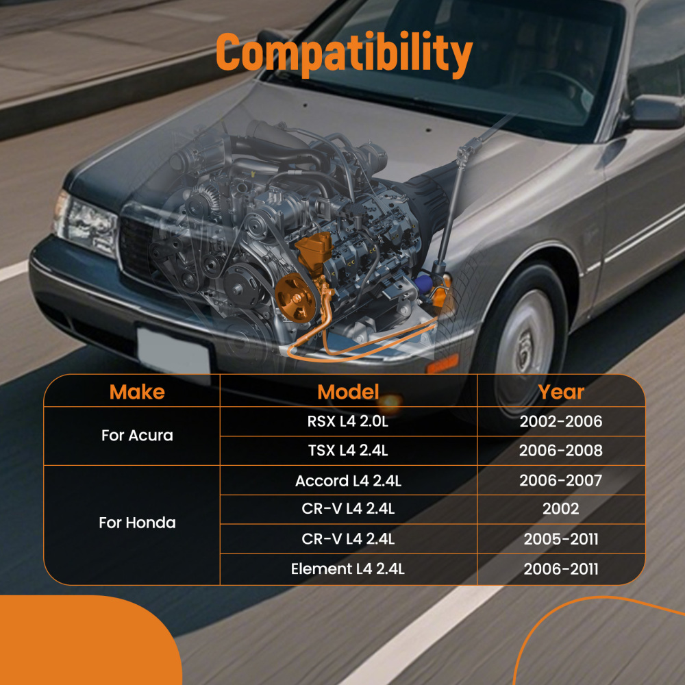 Power Steering Pump w/ Pulley compatible for Acura RSX L4 2.0L2002 2003 - 2006 21-5419