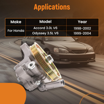 Power Steering Pump + Pulley compatible for Honda Accord 3L V6 Odyssey 3.5L 99-04