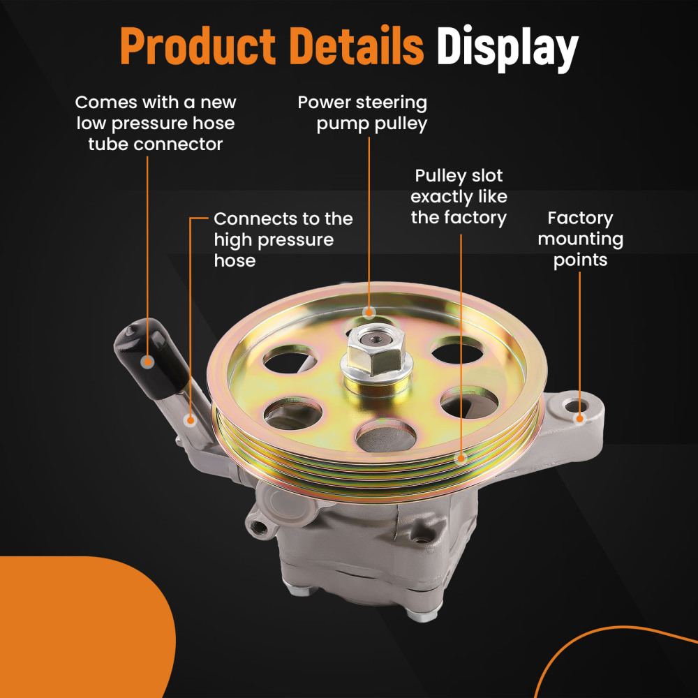 Power Steering Pump + Pulley compatible for Honda Accord 3L V6 Odyssey 3.5L 99-04