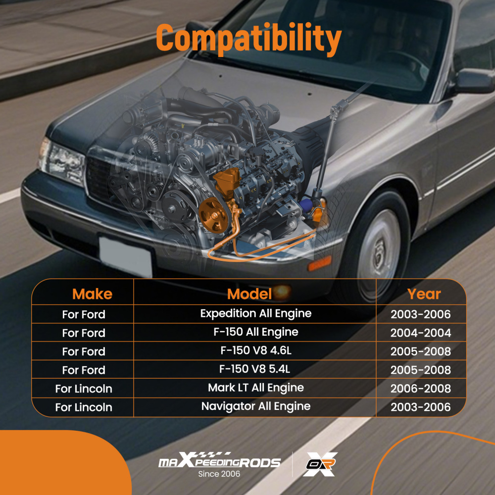 Power Steering Pump compatible for Ford Expedition 03-06 F-150 2004 V8 4.6L 5.4L 2005-2008