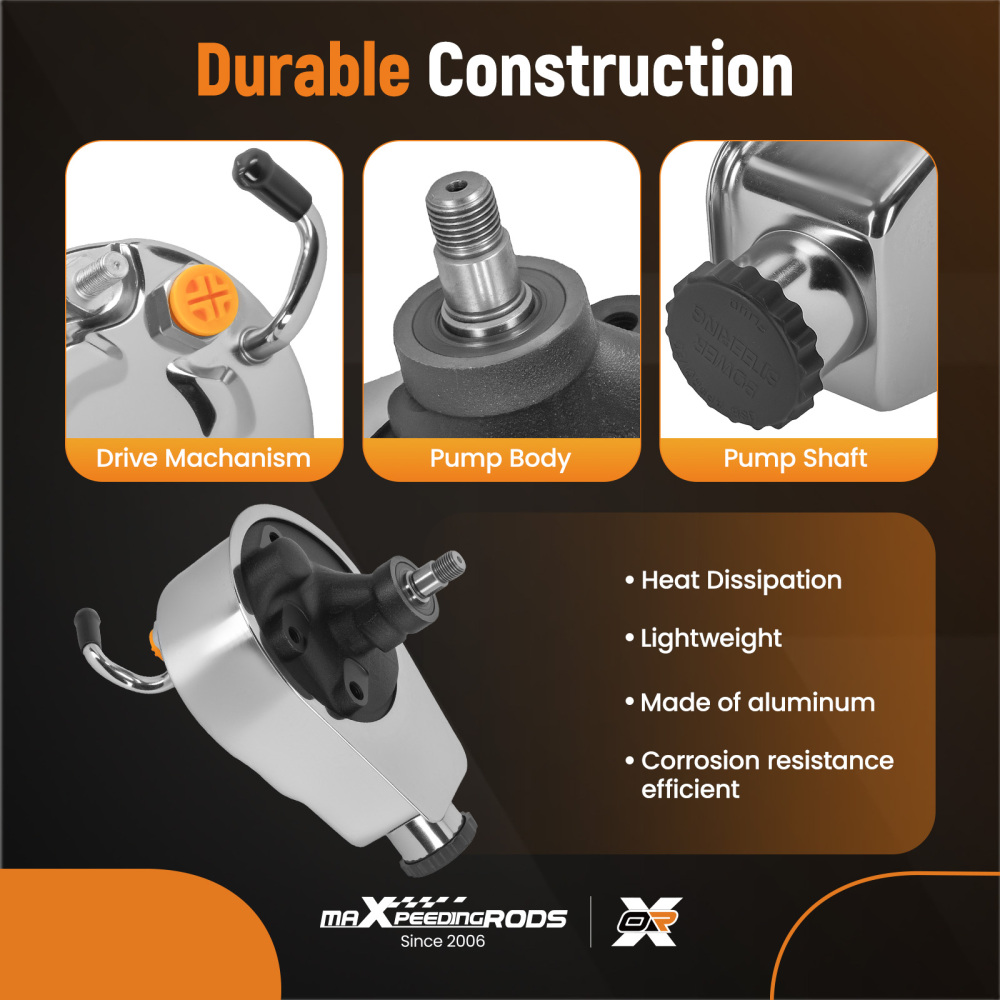 Power Steering Pump compatible for Chevy BBC SBC 350 454 Chrome Saginaw 5/8