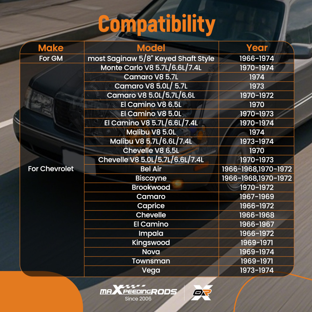 Power Steering Pump compatible for Chevy BBC SBC 350 454 Chrome Saginaw 5/8