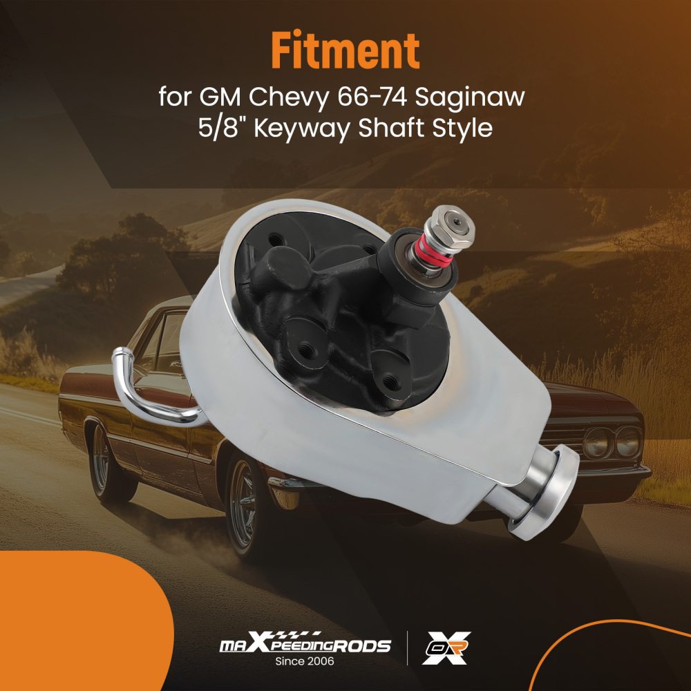 Power Steering Pump compatible for Chevy BBC SBC 350 454 Chrome Saginaw 5/8 Key Way Style