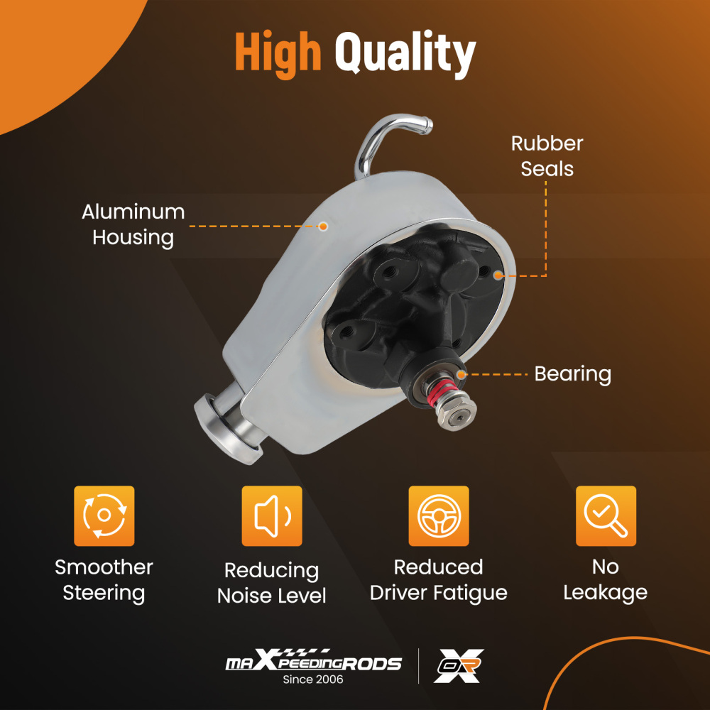 Power Steering Pump compatible for Chevy BBC SBC 350 454 Chrome Saginaw 5/8 Key Way Style