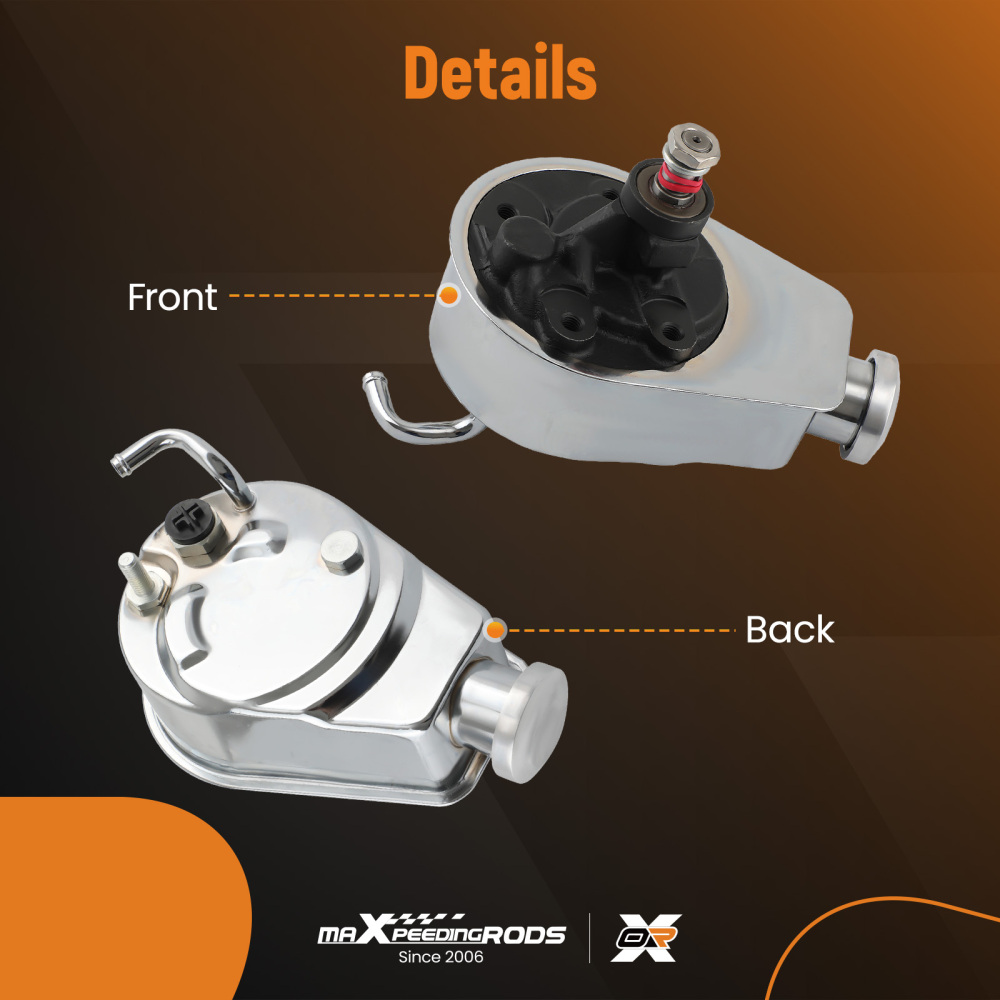 Power Steering Pump compatible for Chevy BBC SBC 350 454 Chrome Saginaw 5/8 Key Way Style