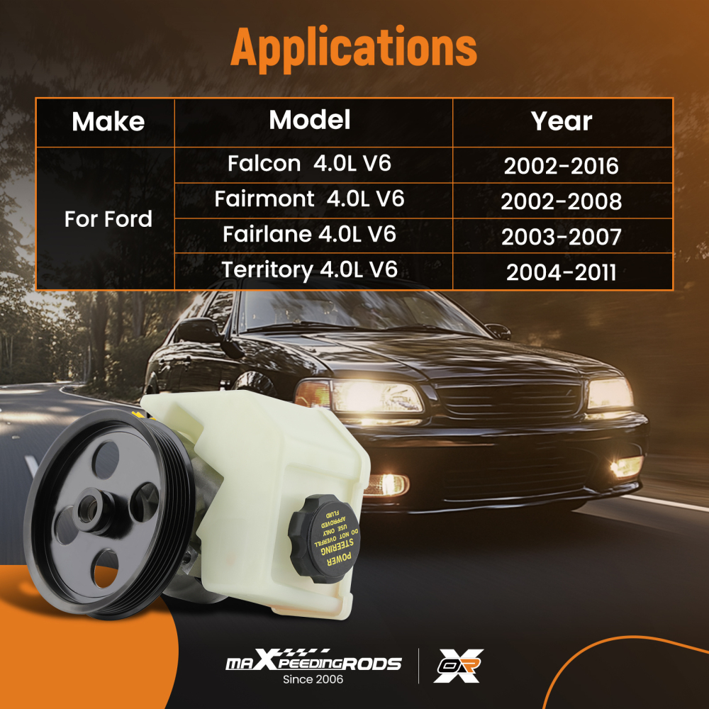 Power Steering Pump compatible for Ford Falcon BA BF FG Territory SX SY 4.0L 6cyl XR6 LPG