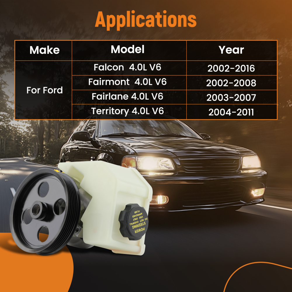 Power Steering Pump compatible for Ford Falcon BA BF FG Territory SX SY 4.0L 6cyl XR6 LPG