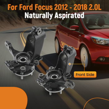 2XFront Wheel Hub Bearing Steering Knuckle Assembly compatible for Ford Focus 2.0L 2012-18