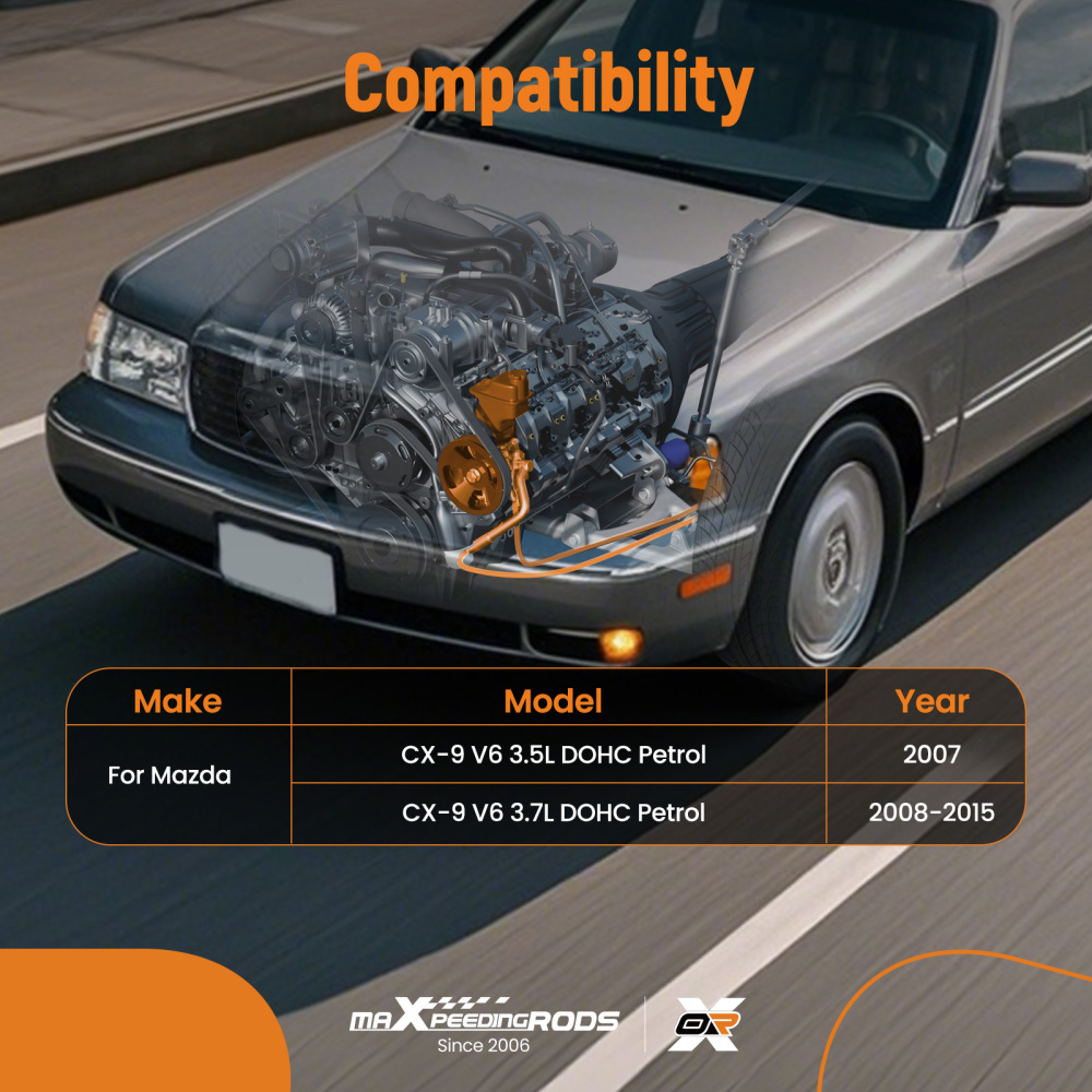 Power Steering Pump compatible for Mazda CX-9 V6 3.5L 3.7L 2007-2015 LF2432650B 21-358