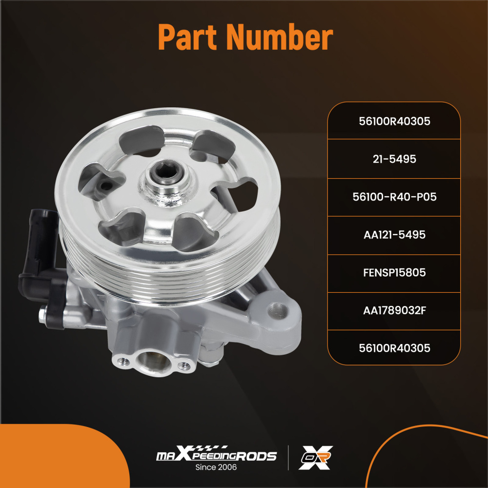 Power Steering Pump compatible for Honda Accord 2.4L L4 K24Z2 DOHC 2008-12 CP2 56100R40305