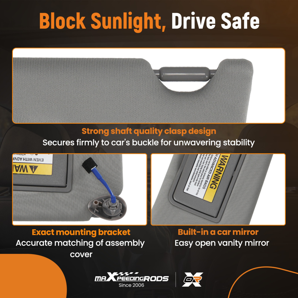 Pair Driver Passenger Sun Visor w/light compatible for Honda Accord 08-17 83280ta5a51za