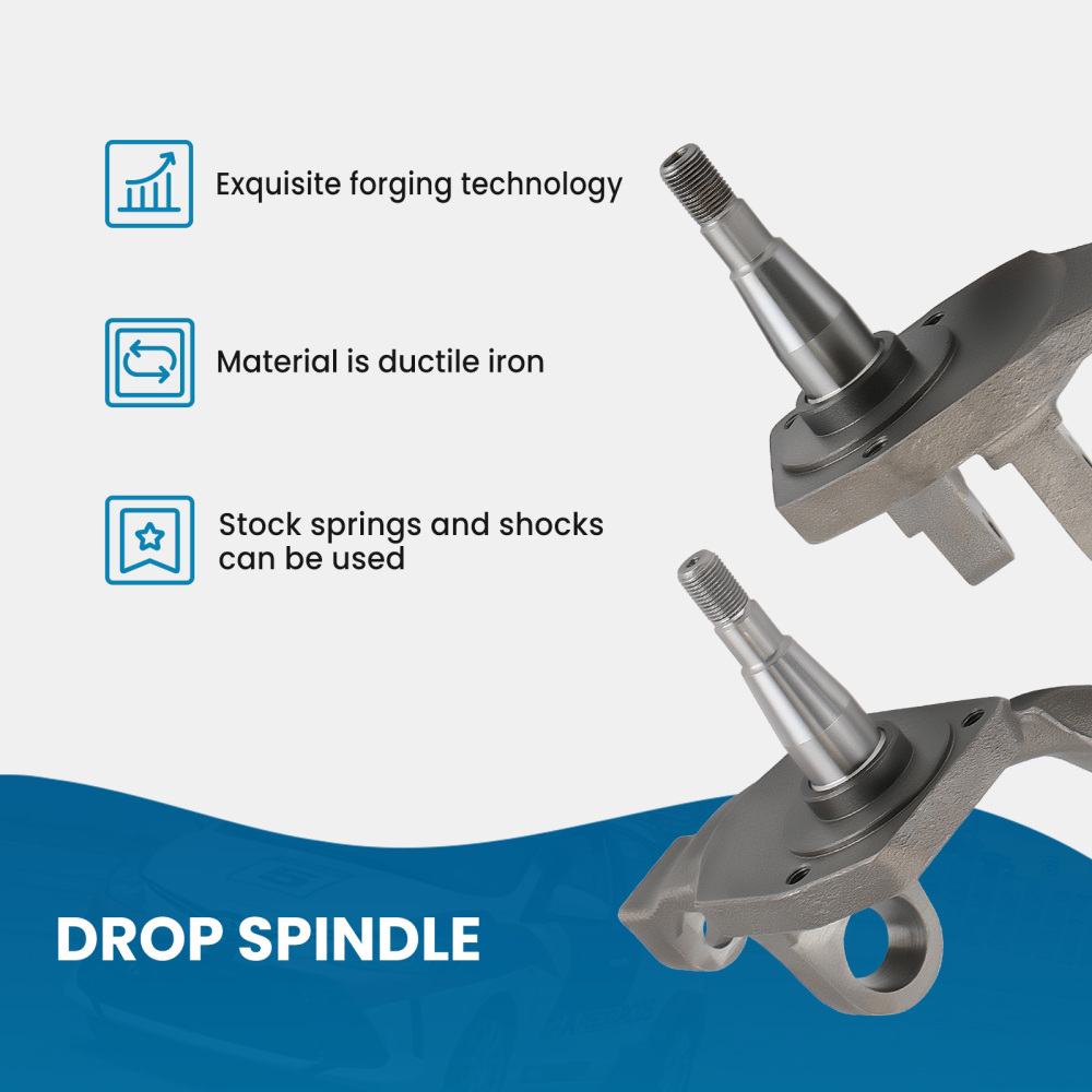 Pair 2.5 Drop Spindle compatible for VW Beetle 1966-77 Ball Joint Drum Brake