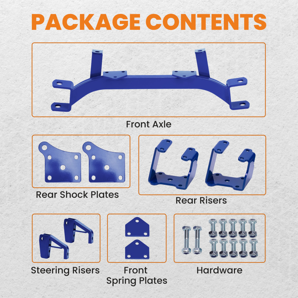 Compatible for EZGO Golf Cart 1994-2001 Electric TXT Model 9pc 6 inch Drop Axle Lift Kits 