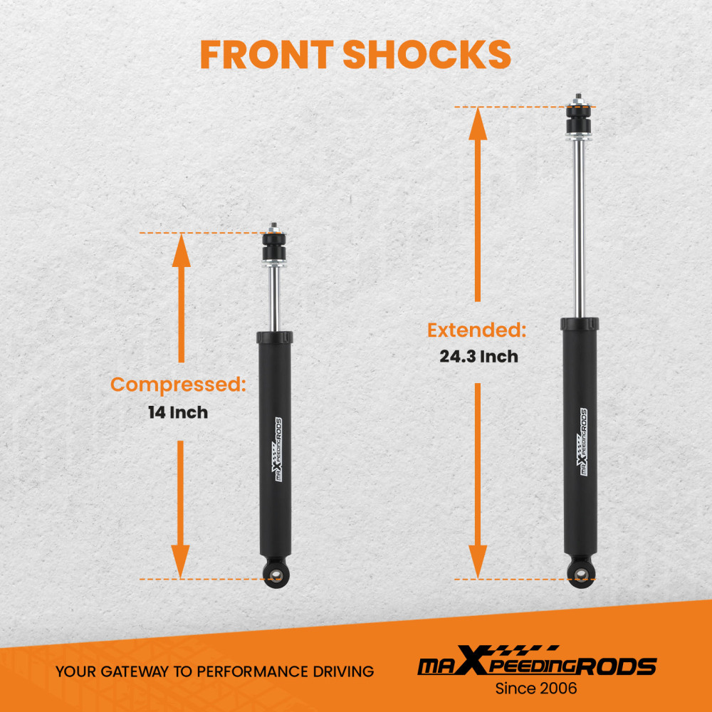 4pcs Front and Rear Shock Absorber compatible for Jeep Wrangler JK 2007-18 Fit 1-3 Lift