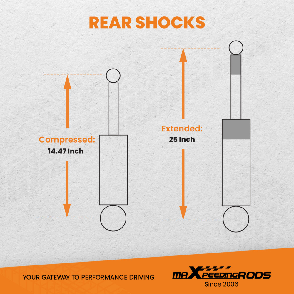 4pcs Front and Rear Shock Absorber compatible for Jeep Wrangler JK 2007-18 Fit 1-3 Lift