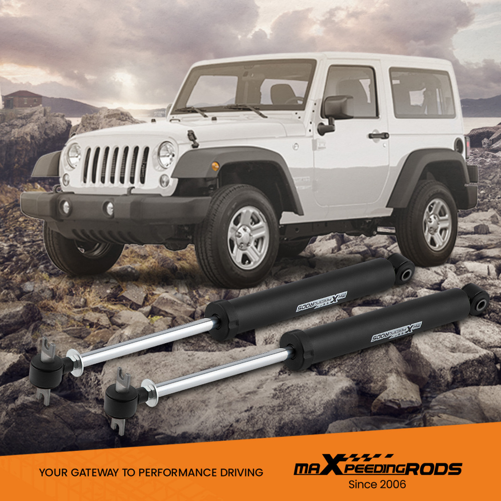 4pcs Front and Rear Shock Absorber compatible for Jeep Wrangler JK 2007-18 Fit 1-3 Lift