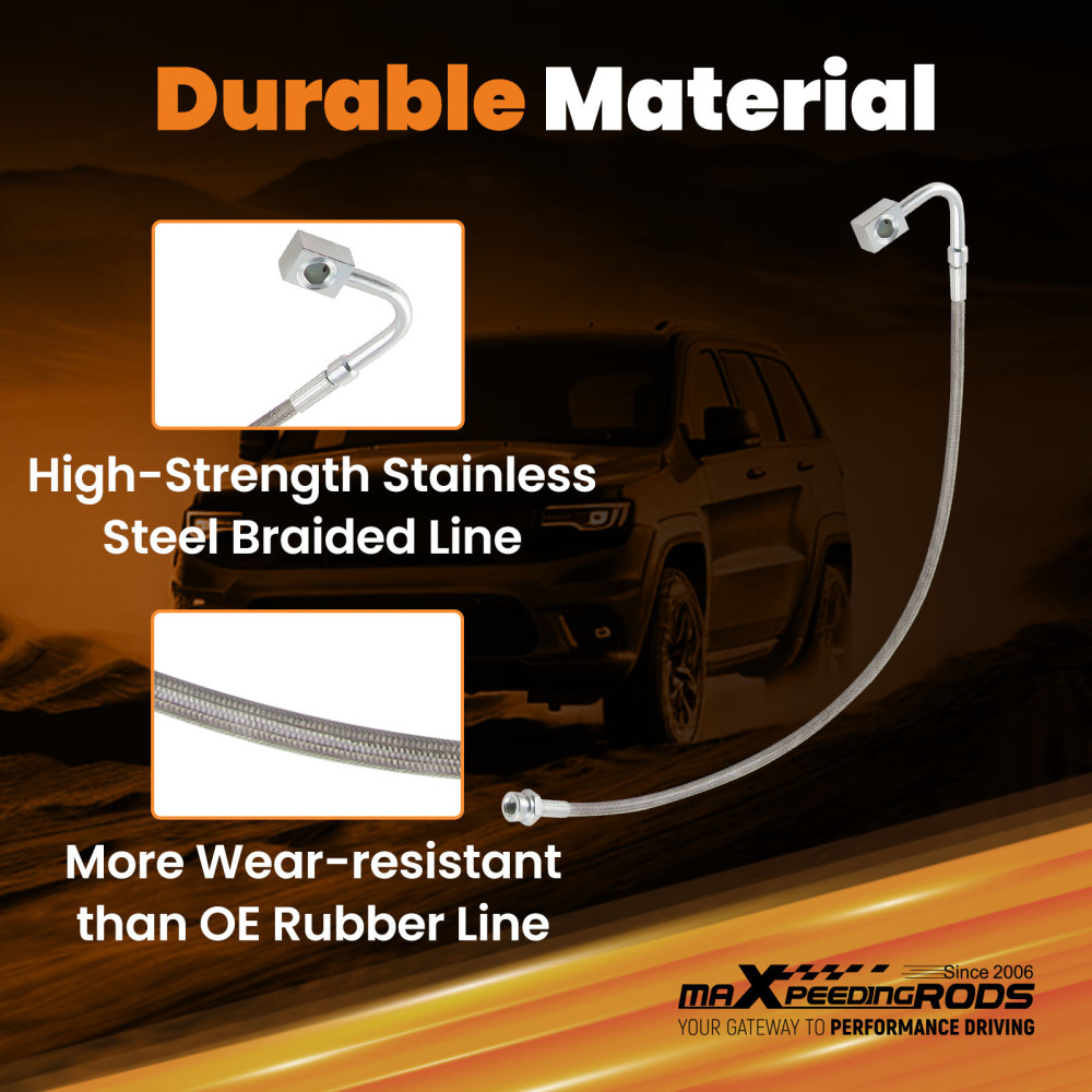 FrontRear Braided Brake Hose Kit compatible for Jeep Wrangler JK JKU 2007-2018