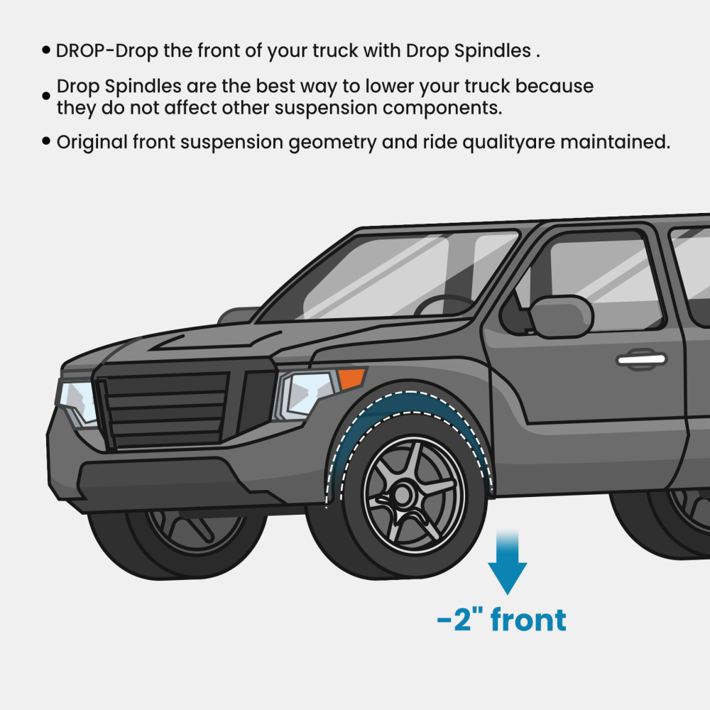 5 / 4 Drop Lowering Kit w/ Spindles compatible for Chevrolet S10 compatible for GMC S15 V6 2WD 1982-2004