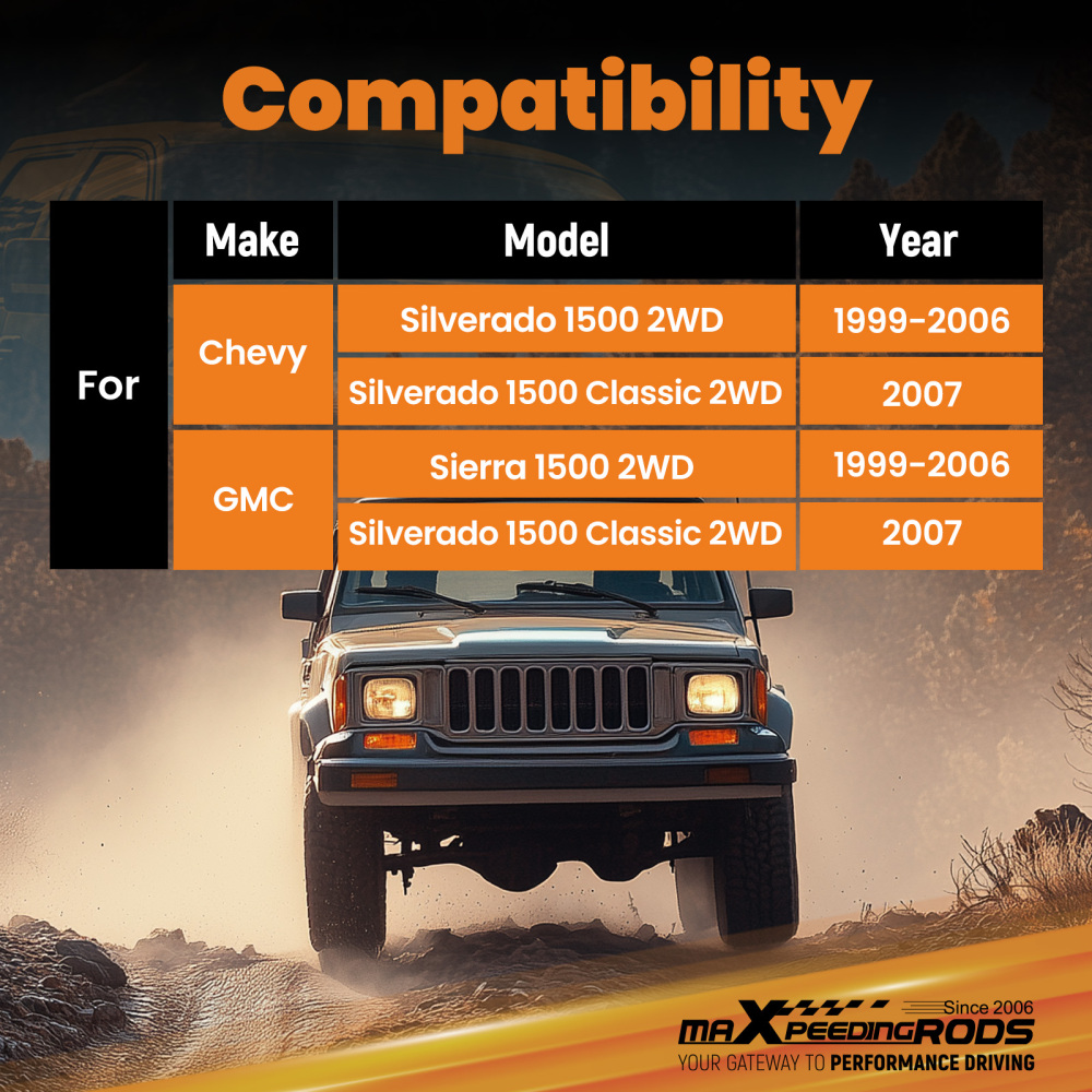 2.5-4in Front Shocks Absorbers compatible for Chevrolet Silverado 1500 2WD 1999-2006