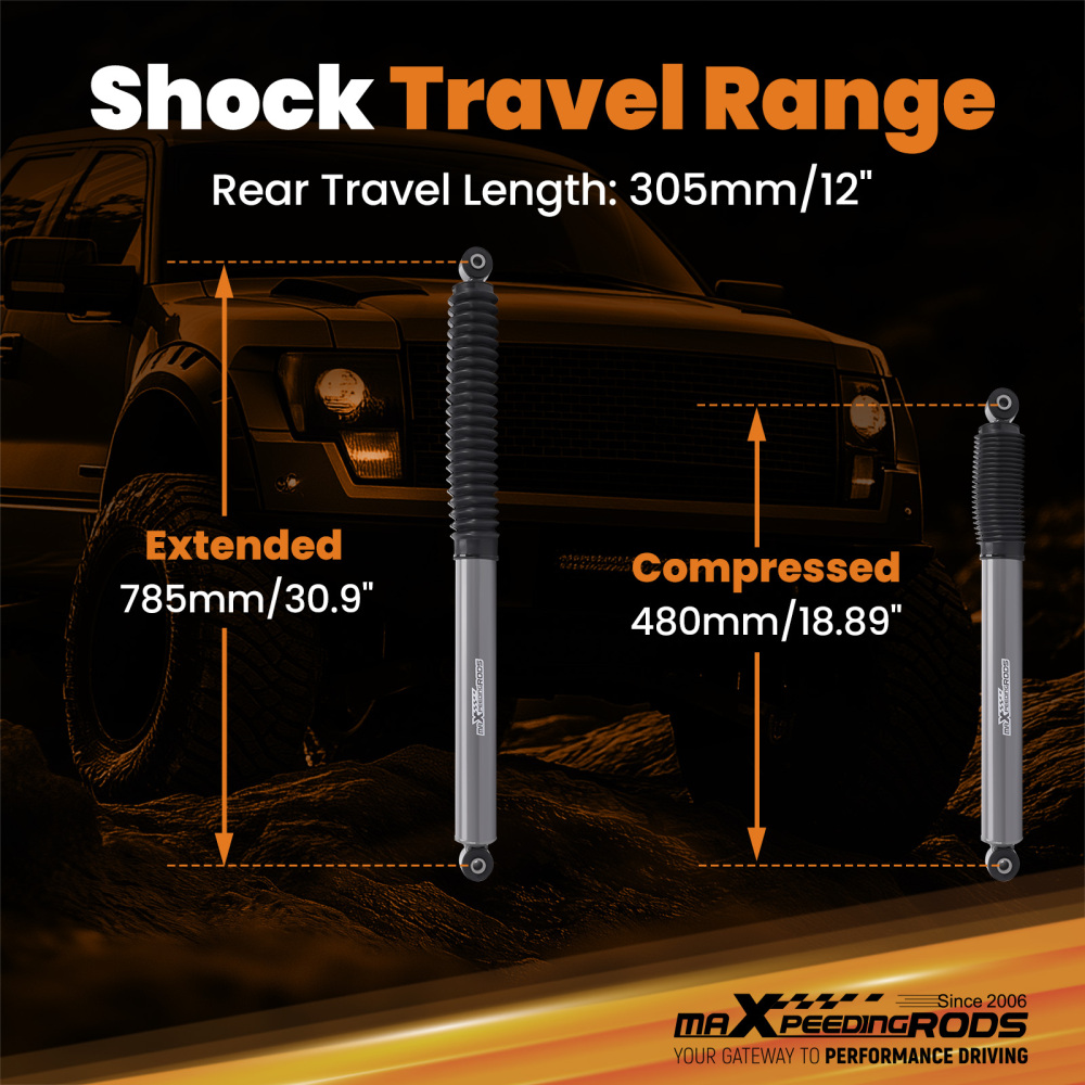 0-3.5 Rear Shock compatible for Ford F-150 2009-2024 Lift Shock twin-tube shock