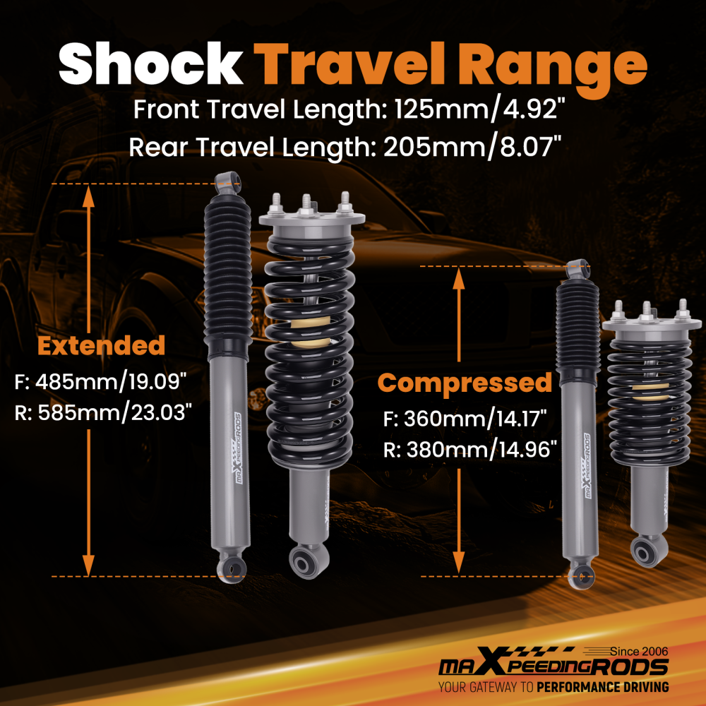 FrontRear Shock Absorber Lift Kit for 2005-2024 compatible for Nissan Frontier 4WD 2.5/1.5