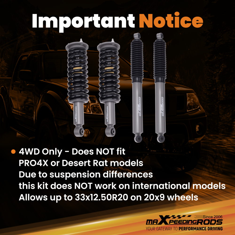FrontRear Shock Absorber Lift Kit for 2005-2024 compatible for Nissan Frontier 4WD 2.5/1.5