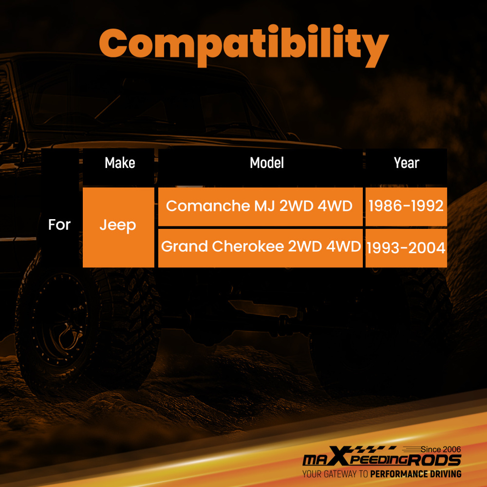 Front Shock Absorbers Fit 0.5-3 Lift compatible for Jeep Comanche MJ 2WD 4WD 1986-92