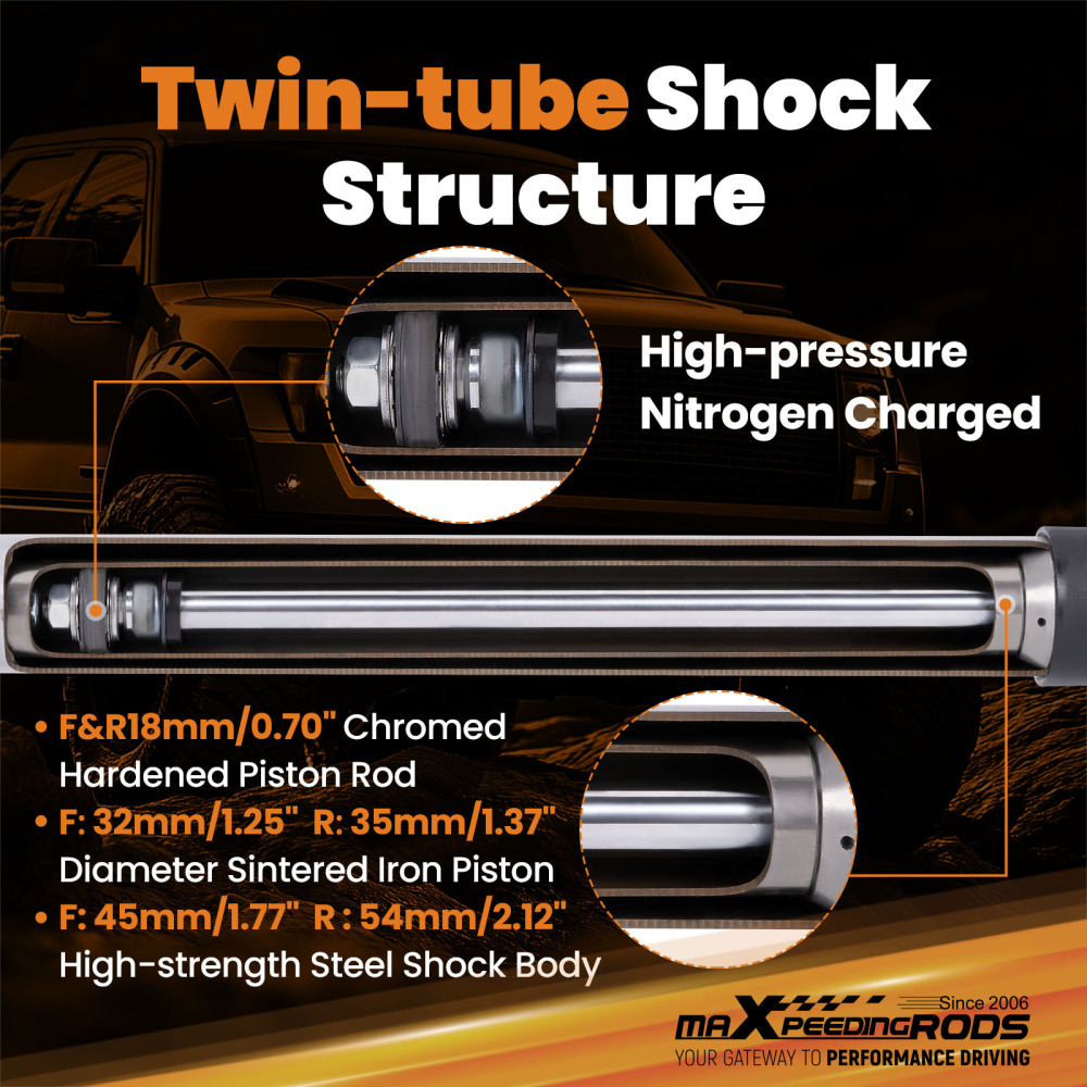Front Rear 2 Shock Absorbers compatible for NISSAN NAVARA D40 4WD 05 - 14 Nitrogen Charged
