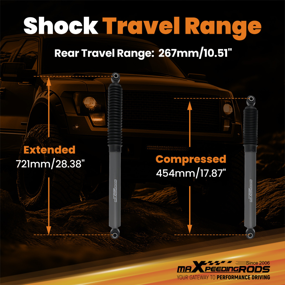 2x Rear Shock Absorbers compatible for Nissan Titan 4WD 2004-2024 0-2.5 inch Lift Kit