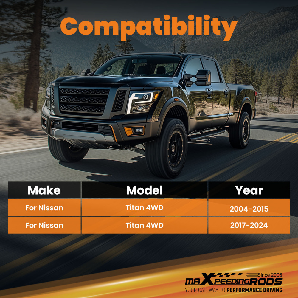 2x Rear Shock Absorbers compatible for Nissan Titan 4WD 2004-2024 0-2.5 inch Lift Kit