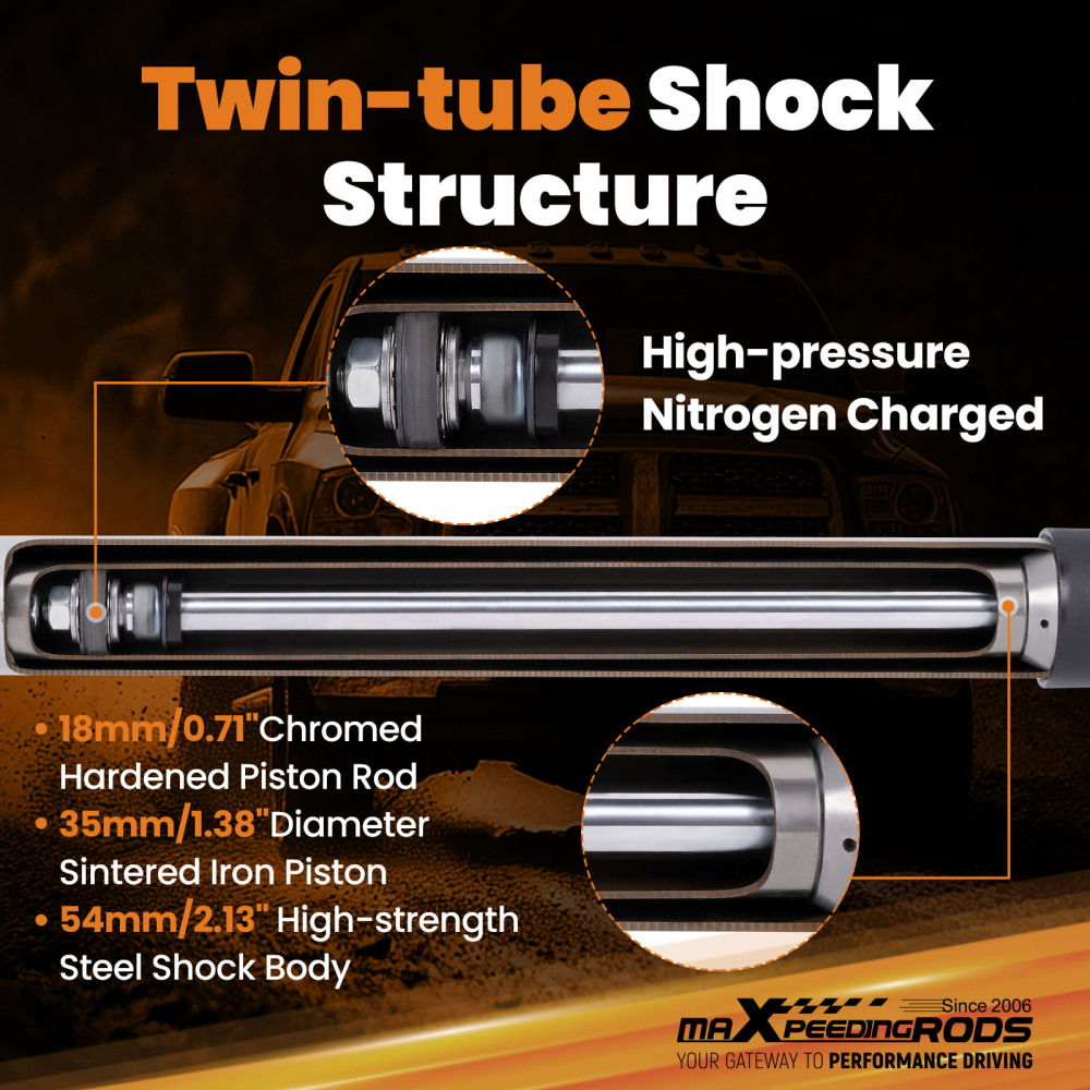 Front Shock Absorbers compatible for Ram 2500 3500 4WD 03-2023 with 3-4.5 Lift Kit