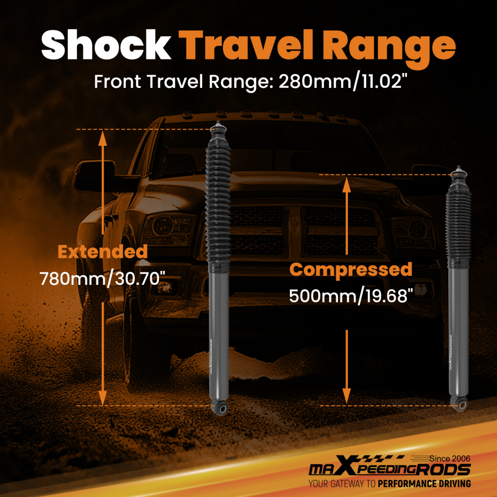 Front Shock Absorbers compatible for Ram 2500 3500 4WD 03-2023 with 3-4.5 Lift Kit
