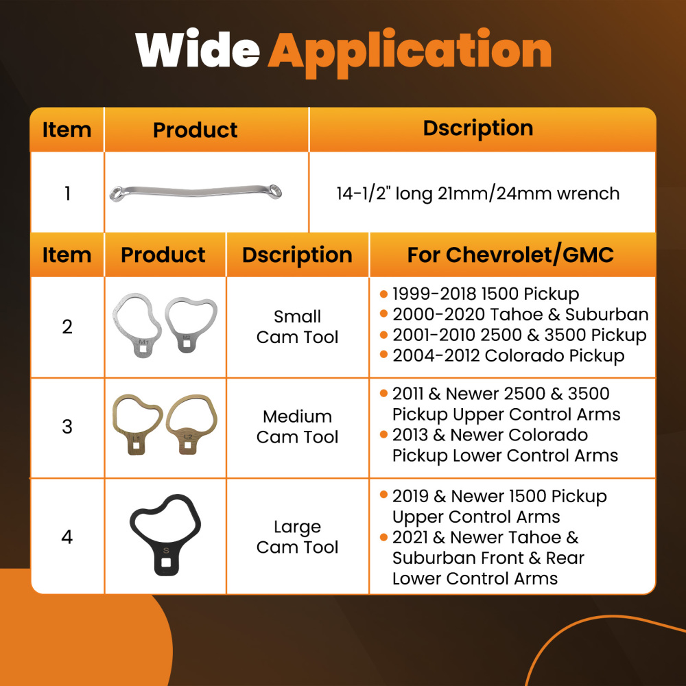 Alignment Cam Kit compatible for GM Trucks Vans Caster Camber Tool 21mm 24mm 6Pcs Set