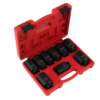 29mm-38mm 9pcs 1/2drive Deep 6 Sided Impact Socket Set Metric Axle Hub Nut