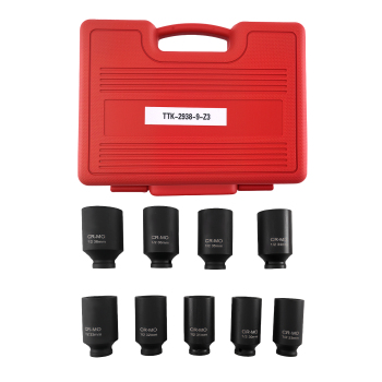 29mm-38mm 9pcs 1/2drive Deep 6 Sided Impact Socket Set Metric Axle Hub Nut